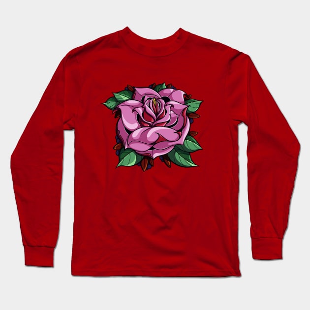 Pink rose Long Sleeve T-Shirt by InkSmith